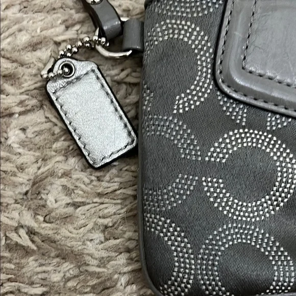 Coach Charcoal Gray Wristlet with Signature C Logo Pattern - Picture 6 of 16